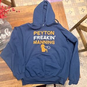 Gildan Broncos Navy Hoodie Peyton Freakin’ Manning Sz XL